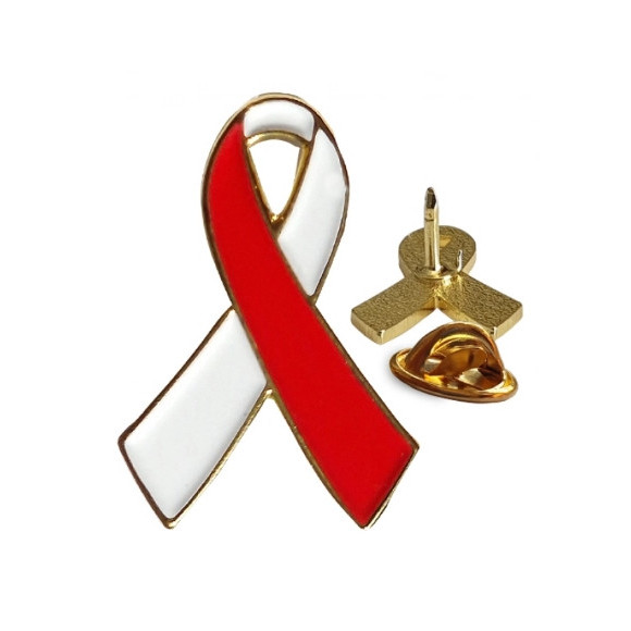 Pin wpinka przypinka biało-czerwona wstążka 14x20mm