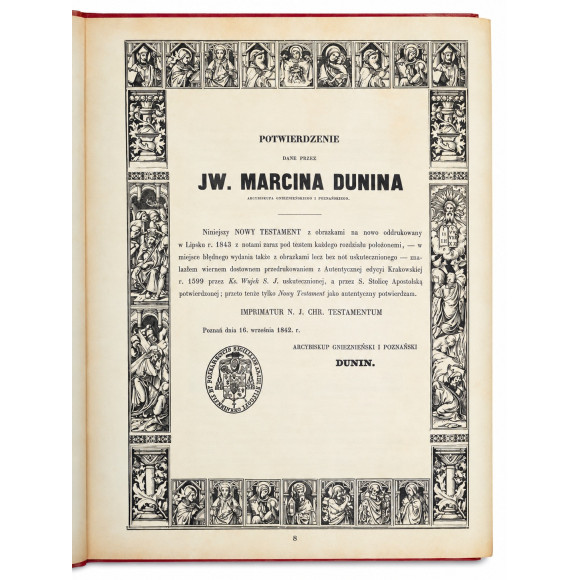 Biblia Nowy Testament Ks. Jakób Wujek ozdobione 200 rycinami reprint 1888 r.